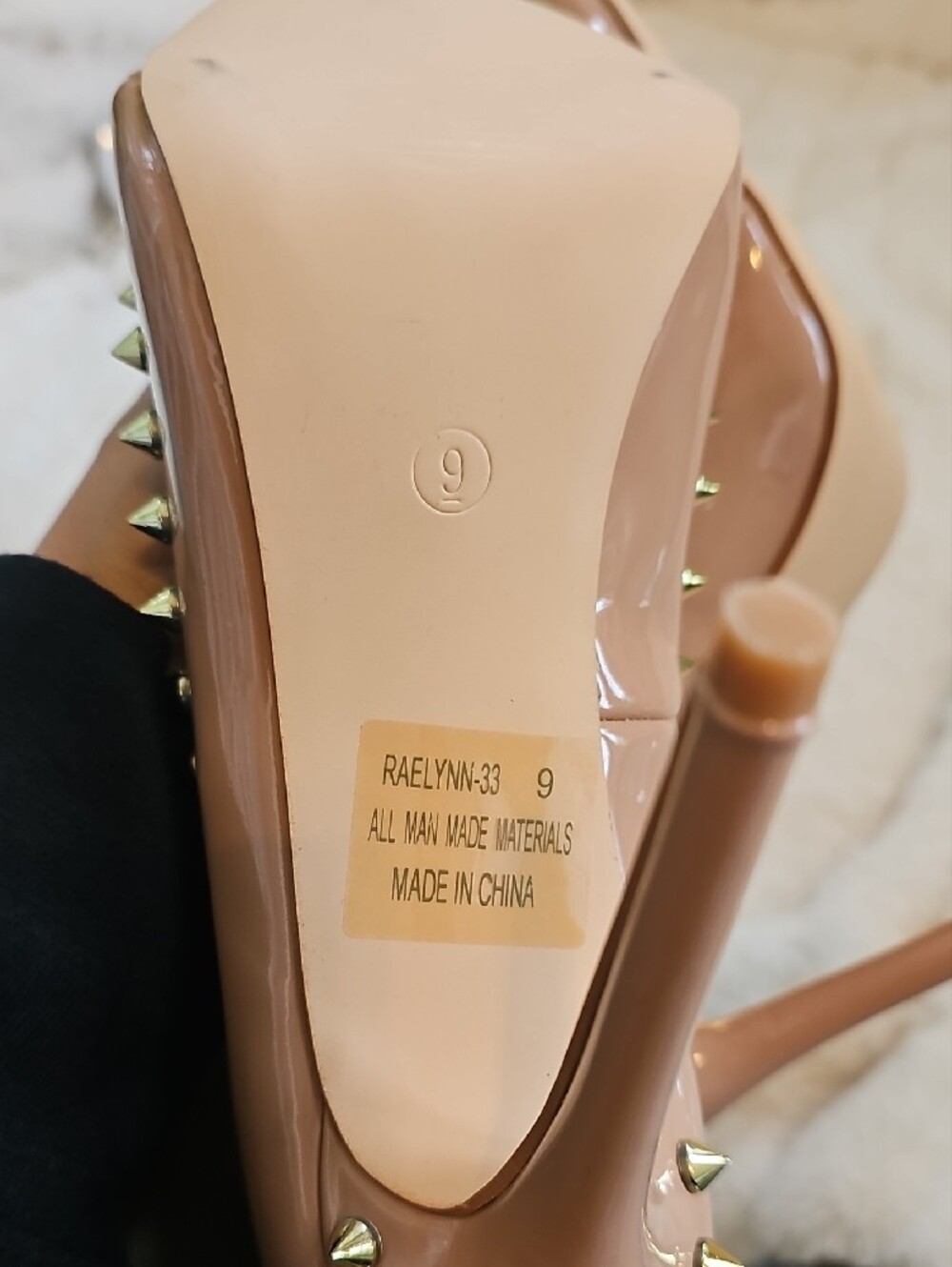 Patent Nude Studded Pointed-Toe Stiletto Pumps - Picture 8 of 9